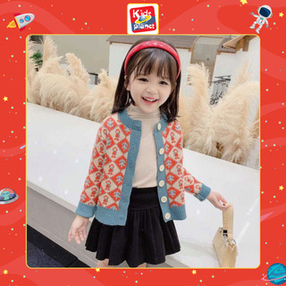Áo khoác len cardigan đỏ phối viền xanh cho bé trai & bé gái (Cao 90-150cm, nặng 11-41kg) N00916
