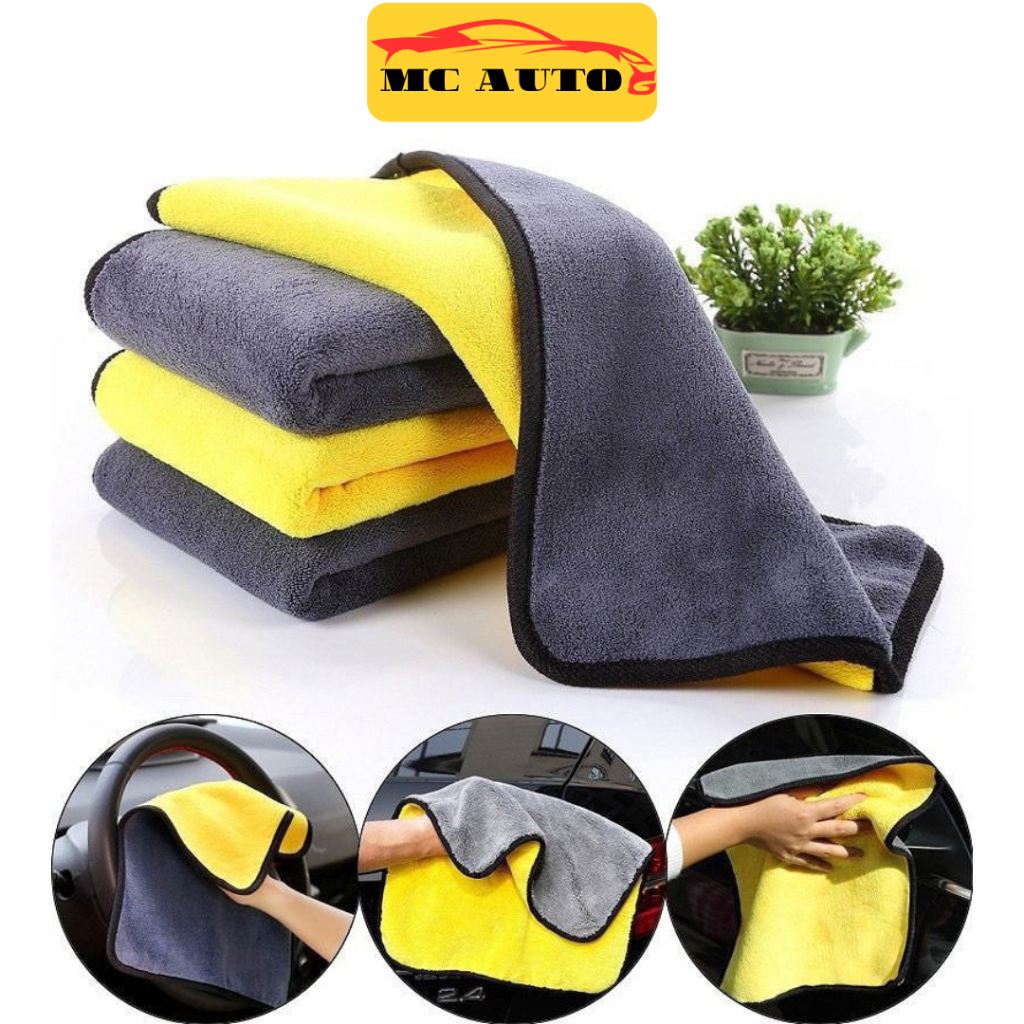 KHĂN LAU ĐA NĂNG Ô TÔ XE HƠI 30x60 CM, LAU BẾP, LAU KÍNH,...MÀU VÀNG XÁM 2 LỚP CAO CẤP SIÊU SẠCH SIÊU THẤM HÚT