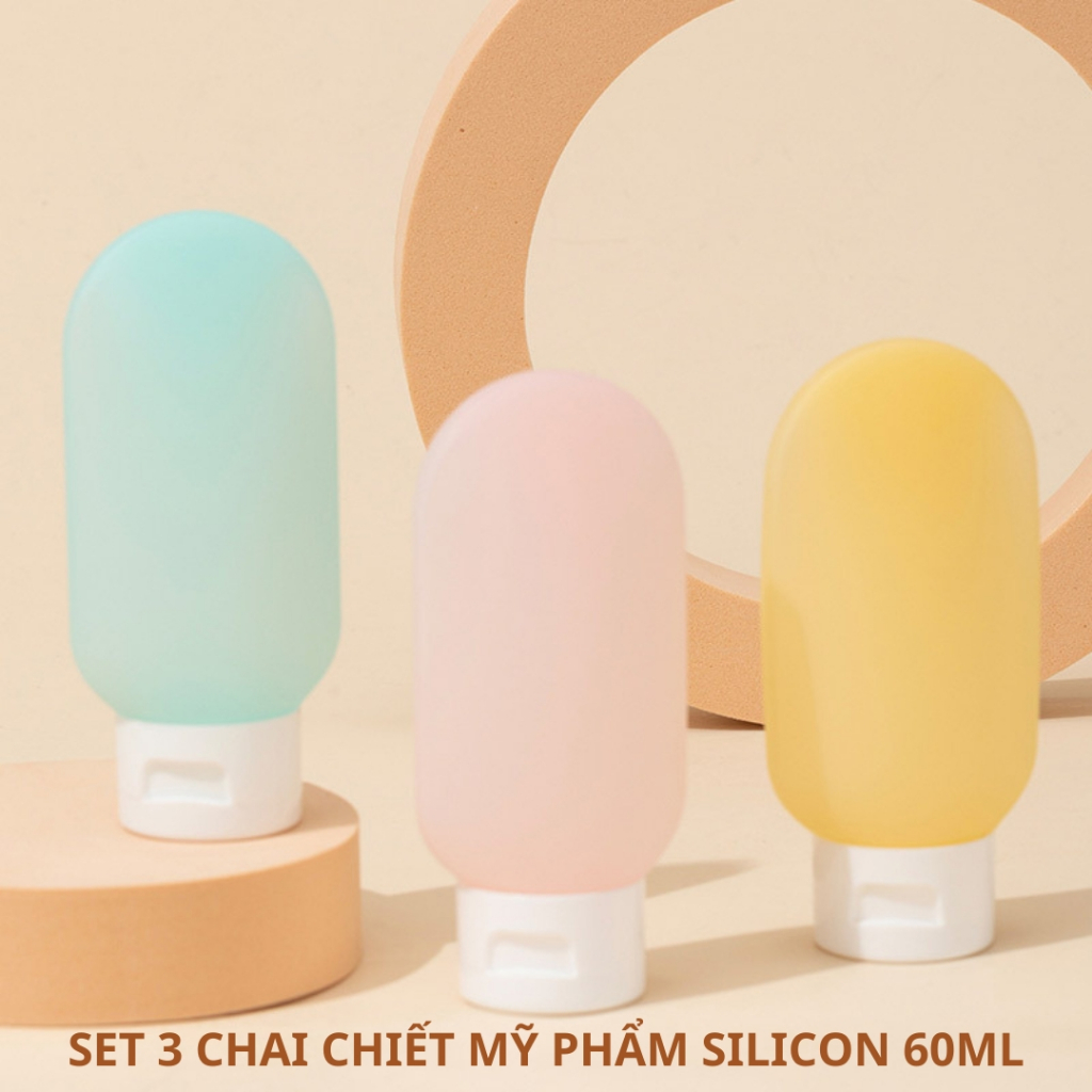 Set 3 chai chiết mỹ phẩm silicon du lịch 60ml