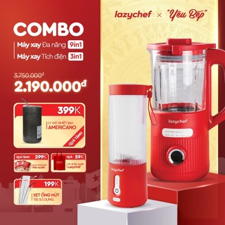  Combo Máy xay nấu đa năng 9in1 Lazychef 1200ml và Máy Xay Tích Điện 3in1 Lazychef
