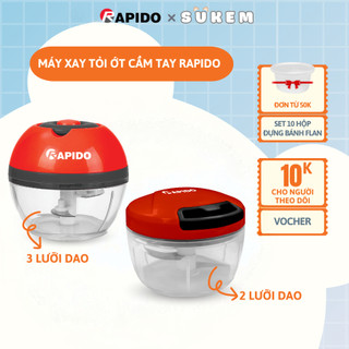 Máy Xay Tỏi Ớt Mini Rapido Cầm Tay Đa Năng Xay Tỏi Ớt, Rau Củ, Thịt,... Tiện Lợi
