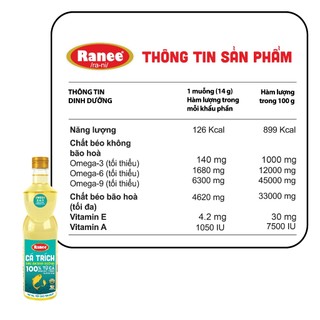 Dầu ăn dinh dưỡng Ranee CÁ TRÍCH 950ml