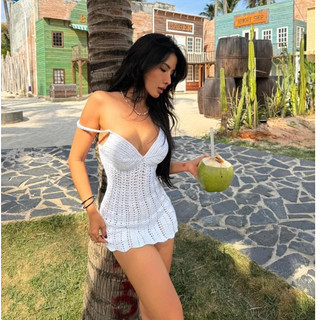 Váy đầm móc len đi biển- bikini len