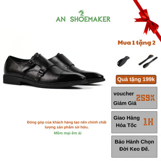 Giày tây nam da thật AN SHOEMAKER AN010 kiểu dáng double monkstrapcao đế cao su da bò cao cấp