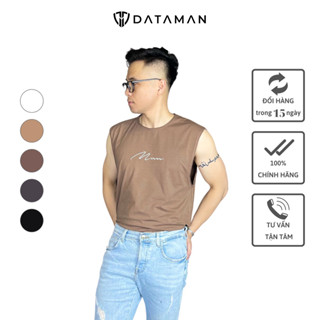 Áo thun TANKTOP nam DATAMAN, ngực thêu chữ Man, cổ tròn, form oversize, chất cotton co giãn 4 chiều- TANKTOPDT22-01