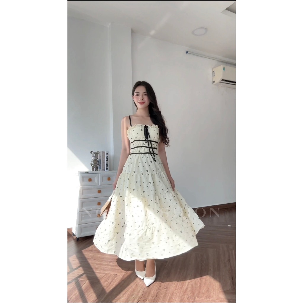Đầm thời trang nữ, đầm maxxi dáng dài 2 dây xốp hoa ( có mút ) cực xinh cho các nàng đi biền, dạo phố, đi du lịch, cafe