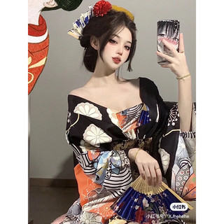 Trang phục kimono đen cam siêu ngầu ( sẵn )
