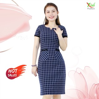 Đầm suông caro công sở ThoiTrangXinh DL299