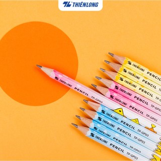 Combo 5 Bút chì gỗ Thiên Long TP GP-03, độ cứng 2B, thân lục giác, bút lướt nhẹ nhàng trên bề mặt viết, màu ngẫu nhiên