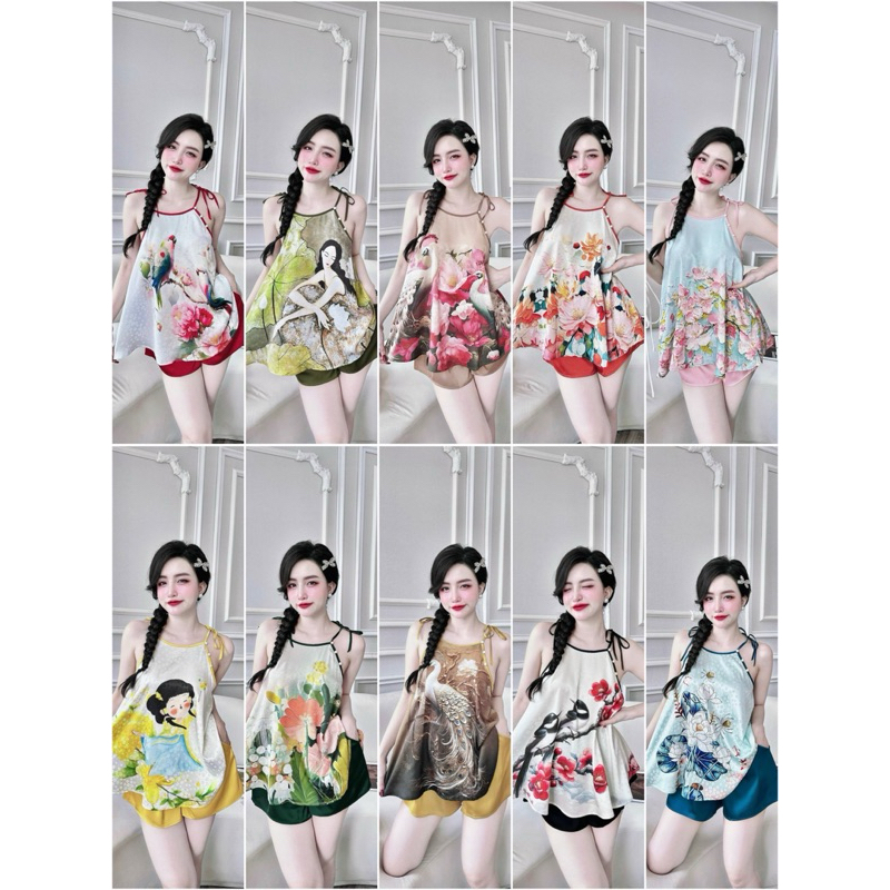 BỘ YẾM LỤA GẤM PHỐI LATIN NÚT NGỌC [2 SIZE]