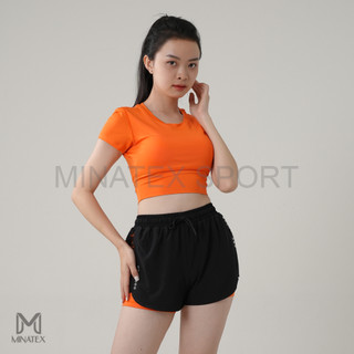 MINATEX - C1Đ1,Đ2 - Set đồ thể thao tập gym yoga, áo croptop kèm mút đứng form, quần đùi 2 lớp, lót ôm đùi kín đáo