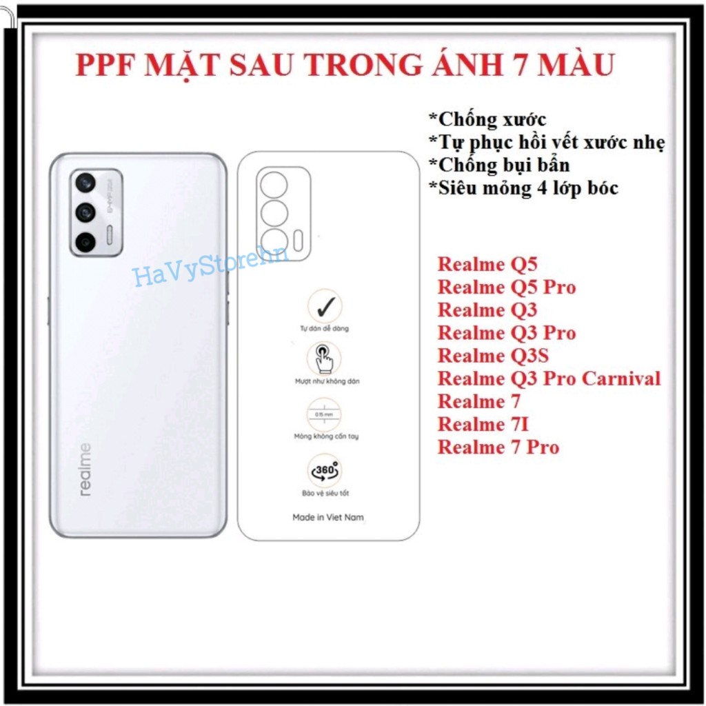 Dán PPF mặt sau 4 lớp trong suốt ánh cầu vồng Realme Q5 Q5 Pro Realme Q3 Q3 Pro Q3S Q3 Pro Carnival 