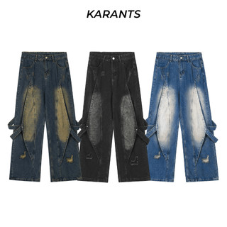 Quần Jean Phối Dây Karants Local Brand Ống Rộng Y2K Streetwear Hot Trend - KQ16