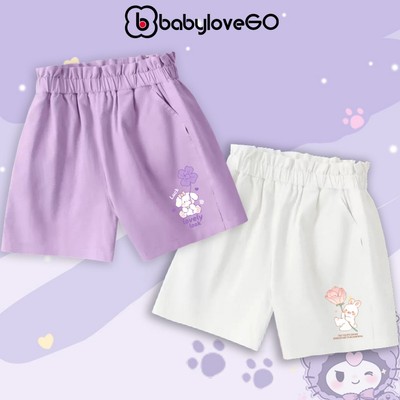 Quần sooc bé gái BabyloveGO mẫu mới 2026 quần đùi cho bé cạp chun co giãn chất kaki mềm mịn thoáng mát