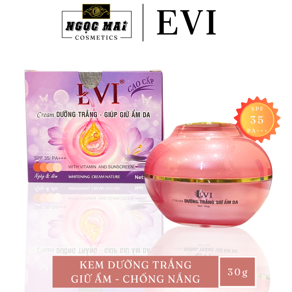 Kem Evi dưỡng trắng giữ ẩm da Cream evi hồng chống nắng thế hệ mới 30g