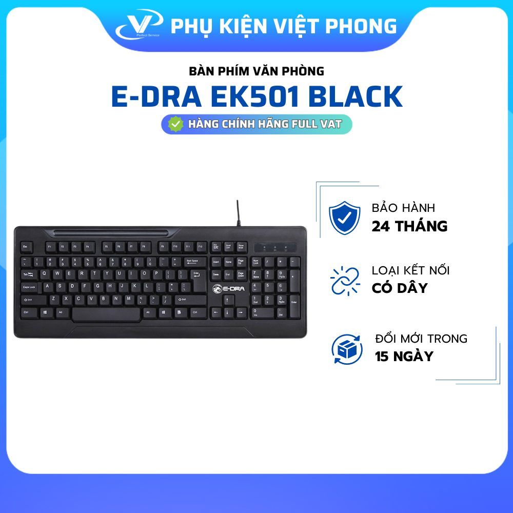 BÀN PHÍM VĂN PHÒNG E-DRA EK501 BLACK [HÀNG FULL VAT]