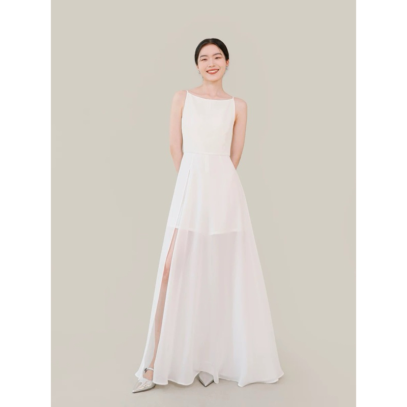 Đầm dự tiệc màu trắng dáng dài. Váy 2 dây maxi trắng dự tiệc , đi bàn cô dâu. đầm cô dâu đi bàn sang trọng