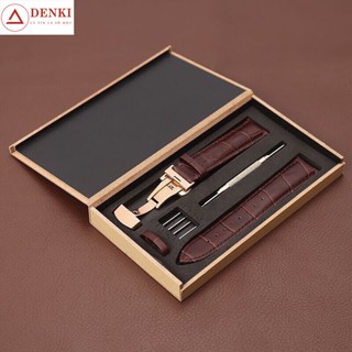 DÂY ĐỒNG HỒ DA BÒ VÂN CÁ SẤU KHÓA B.ƯỚM CAO CẤP 316L (HỘP GỖ) [1.001]