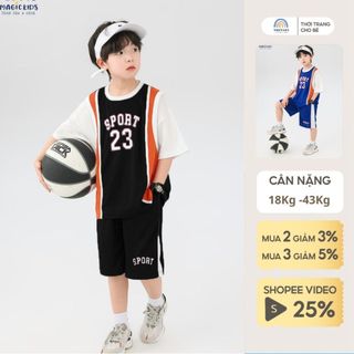 Quần áo trẻ em đồ bộ cho bé trai size đại Magickids áo thun quần đùi thể thao chất thun mè thoáng mát BD24032