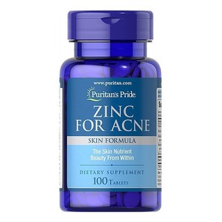 Viên uống kẽm giảm mụn nội tiết, hỗ trợ ngừa mụn Puritan's Pride Zinc for acne 100 viên