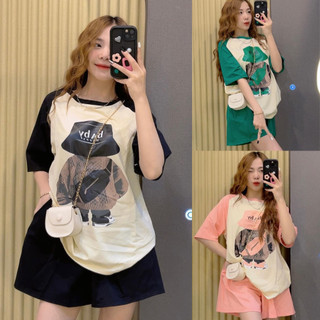 Bộ thun nữ mặc nhà rẻ đẹp mùa hè set bộ đùi nữ bộ quần áo nữ bigsize in gấu mũ đen