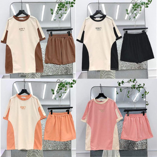 Bộ quần đùi áo thun nữ mặc nhà rẻ đẹp mùa hè set bộ đùi nữ bộ quần áo nữ chất thun cotton su in Dont
