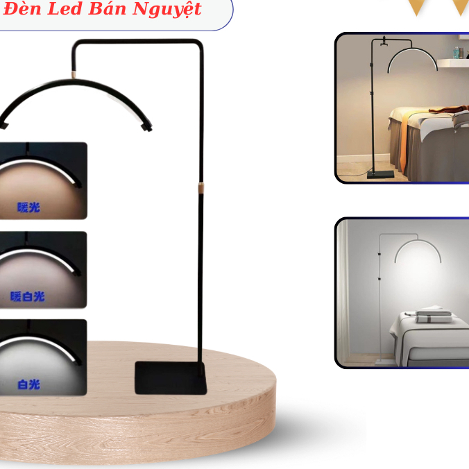 Đèn Led Bán Nguyệt Spa, Đèn Led Chữ (C) 3 Màu Ánh Sáng, Hỗ Trợ Phun Xăm Điêu Khắc Chân Mày