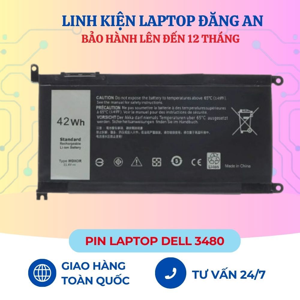 (BH 6 Tháng) Pin Laptop Dell Vostro 3480  3490  3400 5480 5490 5480 5590 Zin Mới 100% lỗi 1 đổi 1