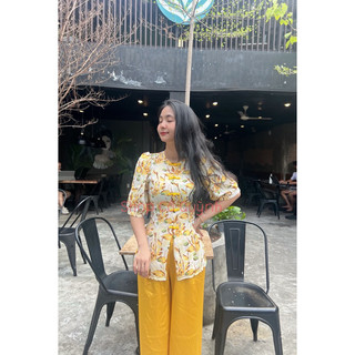 Áo bà ba lụa mango nút tàu dây kéo