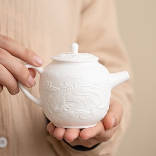 Ấm pha trà đức chung sứ trắng bạch định thấu quang dung tích 250 ml