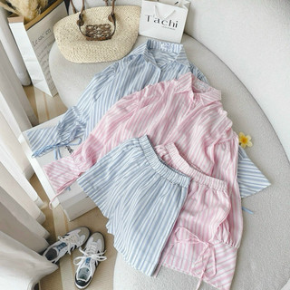 SET SƠ MI KẺ SỌC OVERSIZE + SHORT