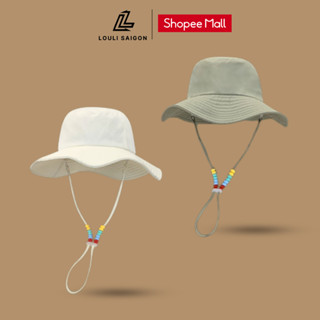 Mũ tai bèo LOULI SAIGON dây đeo đính hạt, chất liệu vải dù mỏng nhẹ cao cấp MTB01