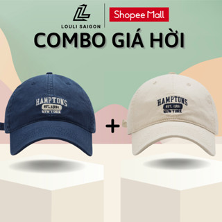 Combo 2 mũ lưỡi trai nam nữ LOULI SAIGON thêu chữ Hamptons, form mềm, chất liệu vải kaki cho nam nữ M35