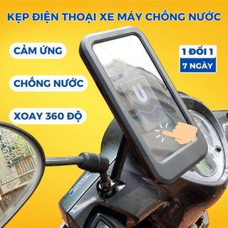Giá đỡ điện thoại xe máy chống nước xoay 360 độ tự do kẹp điện thoại màn hình cảm ứng được