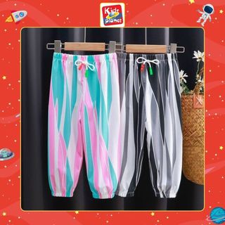 Quần dài thun lụa kẻ sọc phối nhiều màu cho bé trai & bé gái N01209