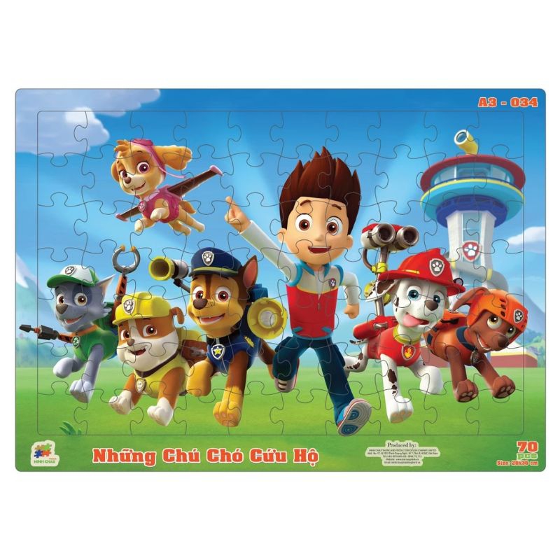 Tranh xếp hình đội chó cứu hộ Paw patrol khổ a3 70 mảnh đồ chơi ghép hình cho bé trai bé gái Doraemo