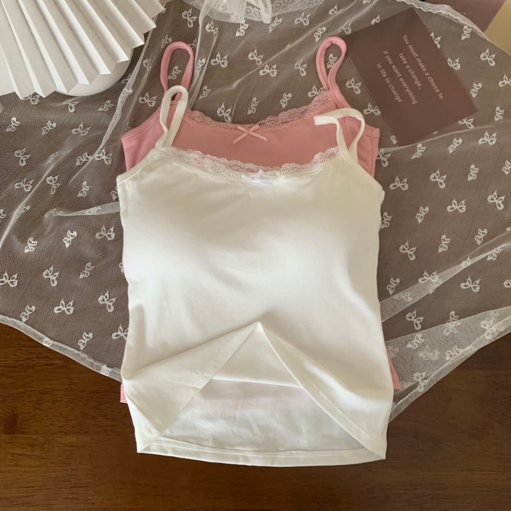 Áo Len Tăm 2 Dây CÓ MÚT ĐỆM, Áo Len Croptop Phối Nơ Nhỏ Trơn Ren Trước Ngực Ôm Body Quyến Rũ Phong Cách Qccc Tongkhominh | BigBuy360 - bigbuy360.vn