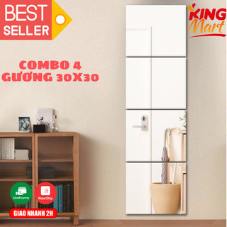 [THANH LÝ] Combo 4 Bộ Gương dán tường ARLIC LOẠI DÀY 30x30cm, Gương dán tường toàn thân soi nét chống vỡ