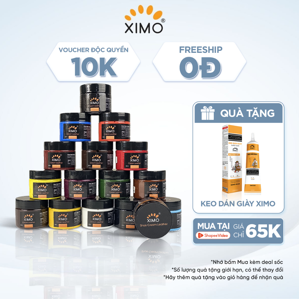 Xi Kem Đánh Giày Chuyên Sửa Chữa Vết Bong Tróc Và Đánh Bóng Giày Da, Túi Ví, Áo, Ghế Da Ximo Leather Cream (50ml) XDG02