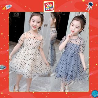 Váy ren lưới chấm bi nhiều màu cho bé gái (N00716)