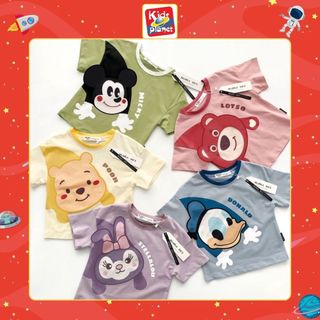Áo thun cổ tròn in hoạ tiết nhân vật hoạt hình cho bé gái & bé trai 8-25kg (N00858)