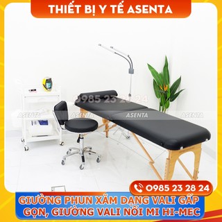 Giường phun xăm dạng Vali gấp gọn, giường vali nối mi Hi-mec