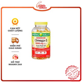 Dầu Cá Hỗ Trợ Đẹp Da, Tốt Cho Trí Não -  SPRING VALLEY OMEGA 3 1000MG (1000mg Fish Oil)