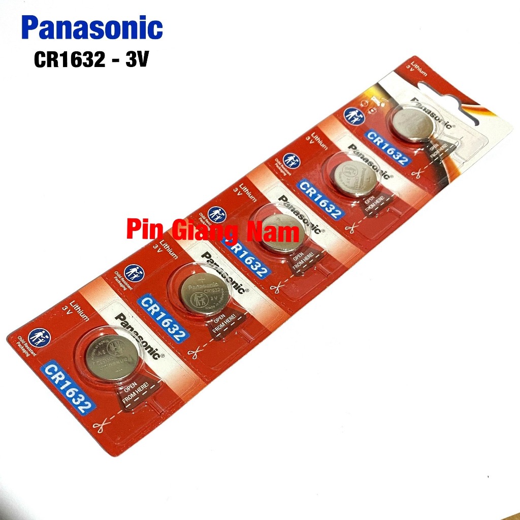 Pin CR1632 Panasonic 3V Lithium vỉ 5 viên Hàng Chính Hãng - Xuất xứ Indonesia