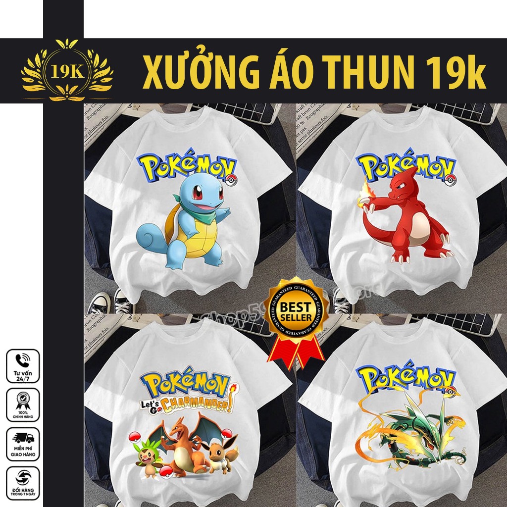 Áo Thun Tay Ngắn In Hình pikachu Dễ Thương Cho Bé | 19K Store
