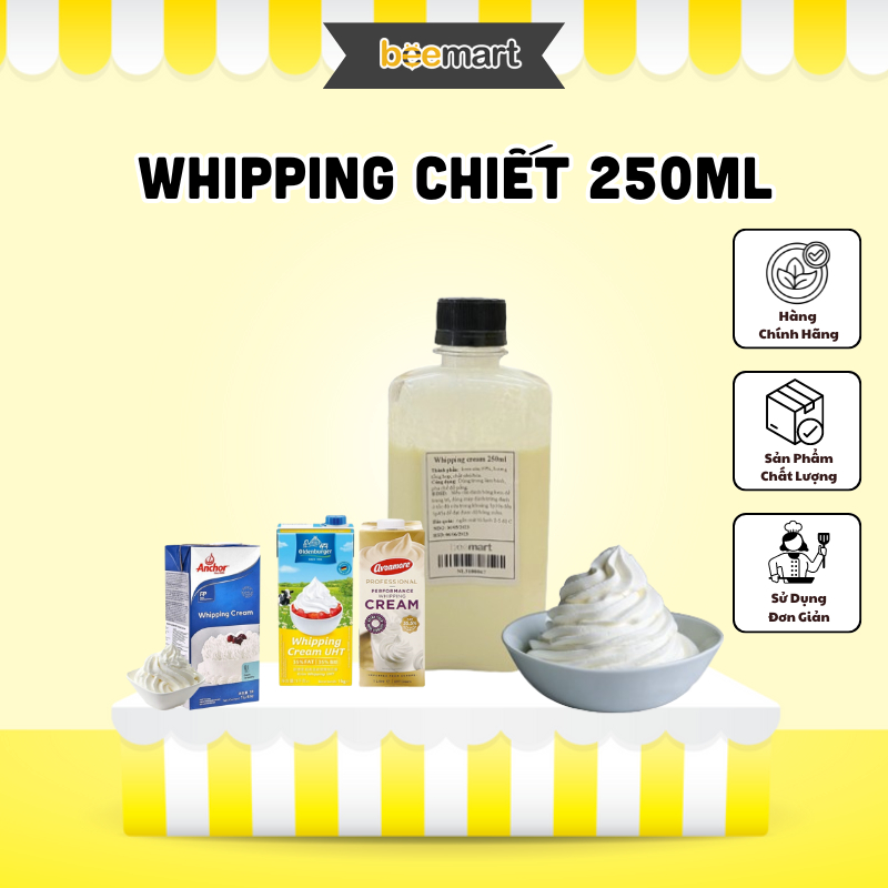 Kem tươi (whipping cream 35%) chia nhỏ 250ml tiện lợi - Ship hỏa tốc tại Hồ Chí Minh