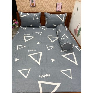 Ga drap gối 100% coton hàn quốc mềm mịn mát 4 món không chăn