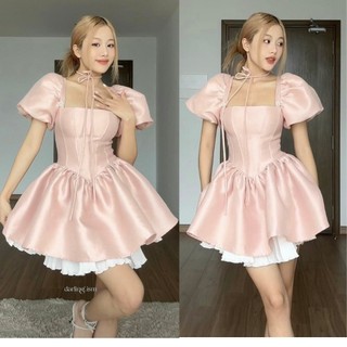 Váy Bánh Bèo MELLYSTORE Váy Tay Bồng Dáng Xòe Chất Liệu Tacta Cao Cấp Đẹp Quyến Rũ ,Sang Trọng - Đầm Thiết Kế 07