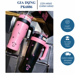 LY GIỮ NHIỆT BLACKPINK Cốc giữ nhiệt dung tích 1200ml Inox 304 cao cấp có tay cầm và ống hút