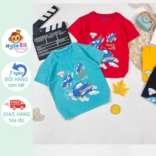 Áo thun bé trai xe hơi thun cotton 4 chiều mềm mịn mát từ 10-33kg